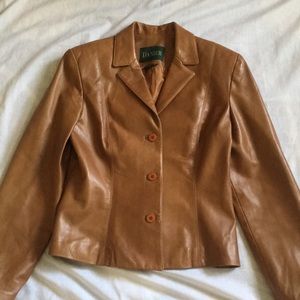 Soft Brown Tan Leather Jacket Blazer Danier 10-12